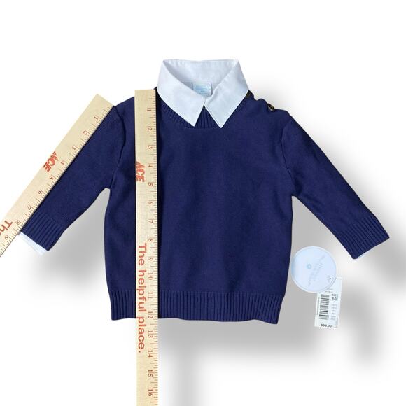 Edgehill Collection NWT Boys Navy Blue White Button up Sweater Size 6M Preppy - Picture 4 of 12